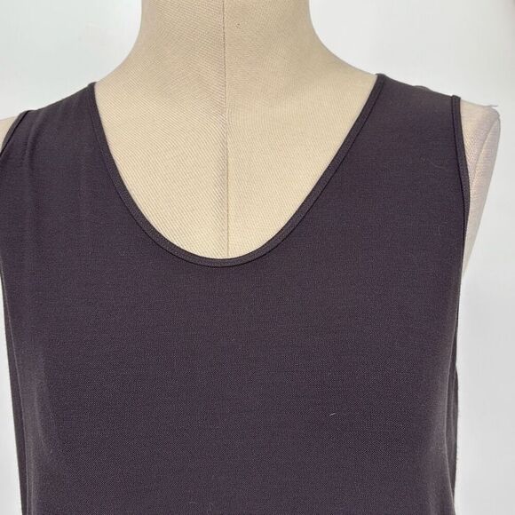 Eileen Fisher Jersey Viscose Scoop Neck Tank Shift Dress Dark Grey‎ M - Picture 4 of 12